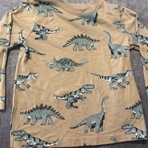 Garanimals Tan and Green Dinosaur Fossil Long Sleeve Tee